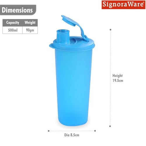 Signoraware Stylish Sipper Air Tight Spill Proof Water Bottle with Closing Knob, Plastic Container, Easy to Carry Water Juice More, BPA Free Food Grade Storage Containers and Holders (370ml, T Blue)