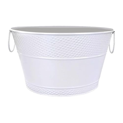 Fenteer Cubo de hielo Bucket Galvanized Galvanized de hierro Almacenamiento para bebidas Restaurante Vino del hotel, Blanco