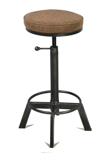Butaco Industrial Vintage, asiento de PU ajustable en altura 23.7-29.5 pulg, con base de hierro fundido y rotación 360°, juego de 2 miniatura 4