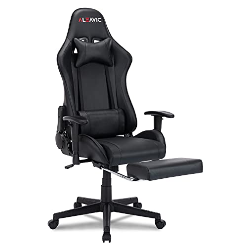 ALEAVIC-Silla-Gamer-Silla-Gaming-de-Respaldo-Alto-Silla-Ergonomica-de-Oficina-con-Reposapies-RetractilNegro