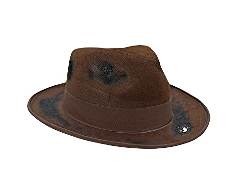 Nicky Bigs Novelties Burned Tattered Brown Fedora Hat Horror Scary Nightmare Dream Costume Accessory #TOP3