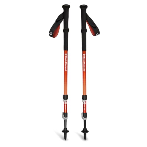 BLACK DIAMOND Trail Back Trekking Poles (Pair) | Durable Aluminum | FlickLock Adjustability | Comfortable Grips for Hiking & Backpacking | Dark Crimson