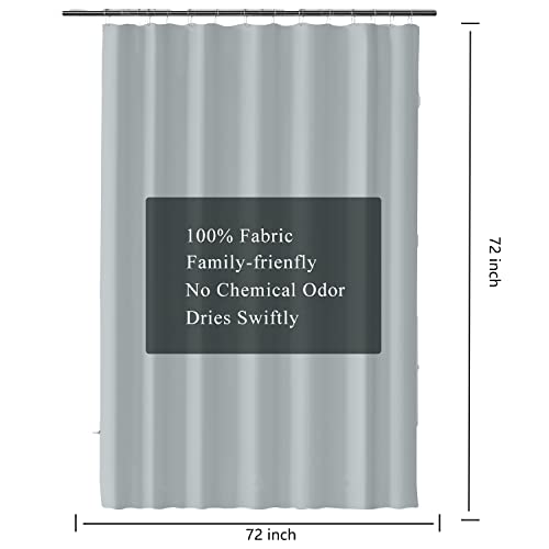 Image of LLSCL Grey Fabric Shower Curtain Liner with Magnets, Waterproof Hotel Quality, 72 x 72 Machine Washable
