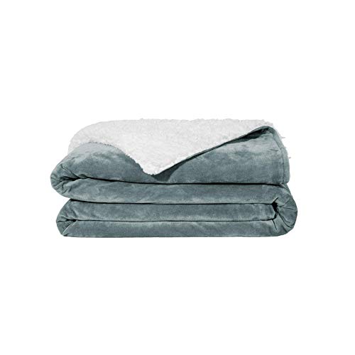 ZonLi Plush Weighted Blanket 12 lbs(48''x72'', Grey), Twin Size Weighted Blanket, Soft Fleece Heavy Blanket with Glass Beads