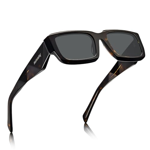AVAWAY Acetate Rectangle Women Mens Sunglasses Polarized UV Protection Cool Wide Arm Category 3 Sun Shades Sunnies