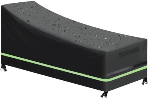 Chaise Lounge Cover, Waterproof 420D Heavy Duty Patio Outdoor Lounge Chair Cover, 2 Handle, PU Coating, Reflective Tape, UV Resistant & Tear-Resistant, 2 Pack - 79‘’ L x 30‘’ W x 28‘’H (Black 1pack)