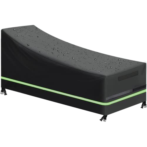 Chaise Lounge Cover, Waterproof 420D Heavy Duty Patio Outdoor Lounge Chair Cover, 2 Handle, Pu Coating, Reflective Tape, Uv Resistant & Tear-Resistant, 2 Pack - 79‘’ L X 30‘’ W X 28‘’H (Black 1Pack) #TOP16
