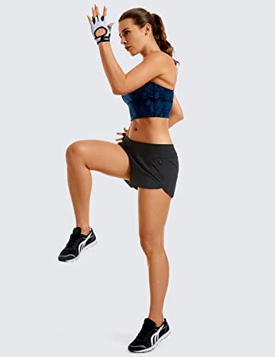 Crz Yoga Women's Quick Dry Workout Running Shorts Mesh Liner - 2.5 Inches Drawstring Sport Gym Athletic Shorts Zip Pocket Black X-Small #TOP3