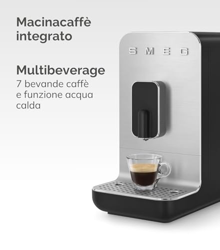 Smeg, Macchina da Caffè Espresso Automatica BCC11BLMEU, Macinacaffè Integrato, Sistema Thermoblock, Serbatoio Acqua da 1,4 L, Cassetto Raccogligocce Rimovibile, Dimensioni Compatte, 1350W, Nero - 2