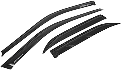 Window Visor Rain Guard Shade Compatible with 1992-1995 Civic 4Door, Side Window Vent Deflector, Dark Smoke Tinted, JDM Tape On Style, Silver Mug