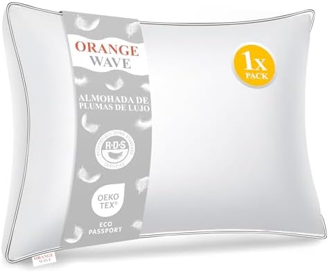 Orange Wave Down Pillow 40 x 80 cm, Bed Pillows, 3 Chambers, RDS ...