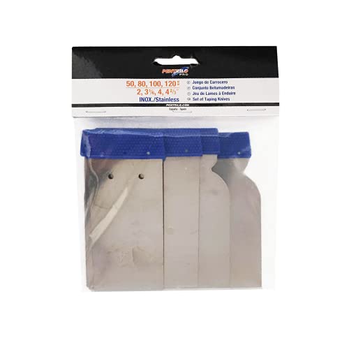 PENTRILO 13085 Juego ESPATULAS CARROCERO INOX Eco (4 Piezas), Azul