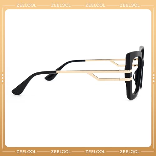 Image of Zeelool Oversized Square Eyeglasses for Women with Non-prescription Clear Lens ZJGX444789-02 Black