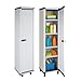 PALUPLUS Ripostiglio a 1 Anta in Resina di colore Grigio, Misura 39x39x175 cm, Armadio Alto con 5 Ripiani Multiuso, Mobile da esterno con piedini antiscivolo, Made in Italy -012F immagine