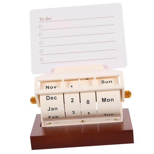 ZUNOXAZ 木製転式万年卓上カレンダー 卓上装飾にな繰り返し使用可能な字 月表示ブロック付き 家やオフィスのデスクに調和するカートゥーン