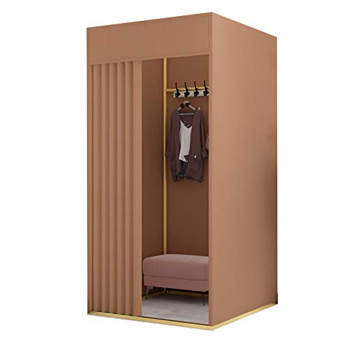 GGTT Umkleideraum Einfache Umkleideraum, Bekleidungsgeschäft Try-Aufhänger, Faltbare einfache Ankleidezimmer-Anzeige-Racks, braunes Flanell-Tuch (Color : Brown, Size : 100 x 85 x 200cm) Cover