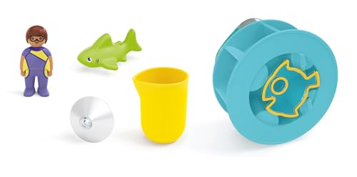 PLAYMOBIL 71688 Junior Aqua : Roue Aquatique avec bébé Requin - Grand Plaisir dans Le Bain - Jouet fabriqué à partir de matière d'origine végétale - Dès 12 Mois