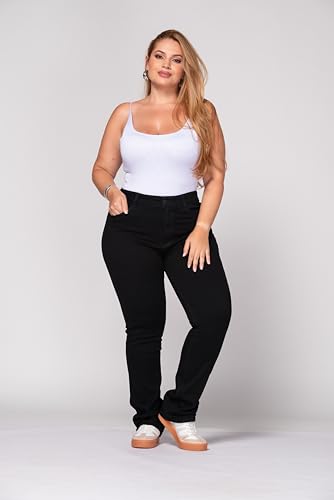 Trucco’s One-Size Plus Size High-Waisted Straight Black Jeans – XL to 3XL, Stretch Fit & Stylish Comfort2