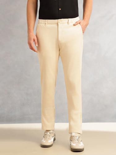 Image of Thomas Scott Men's | Straight Fit | Mid-Rise | Solid | 4 Pockets | Woven | Chinos Trouser