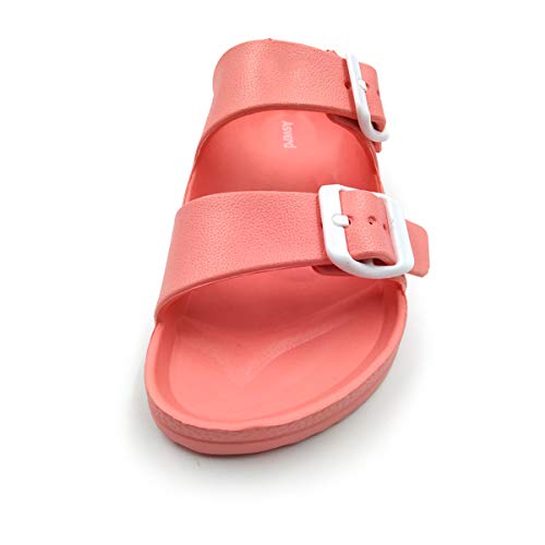 Asverd KID068PINK200-JPA Kids Sandals Arch Support Double Buckle Slides Eva Flat Sandal Boy Girl Child Youth Size(1-1.5 Big Kid/Pink) thumb #2