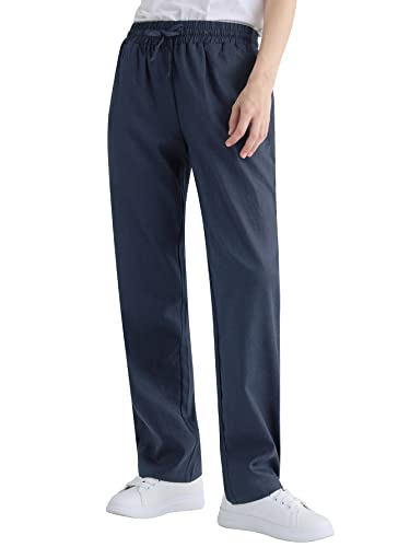 Weintee Women's Wide Leg Linen Pants with Pockets