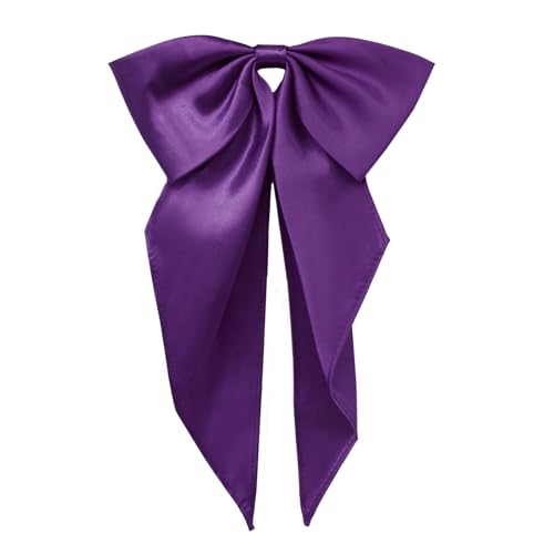 Rzmtaol Big Bow Tie for Women Men, Pretied Adjustable Satin Women's Bowtie for Cosplay Casual (Purple)