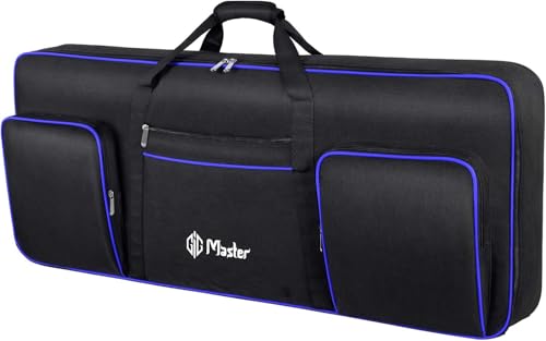 Image of GIG Master Heavy Padded Keyboard Bag /Cover /Case for Yamaha PSR-F50, F51, F52, E253, E263, E273, E283, 61 Keys Keyboard with Dust Cover & Double Pocket(Black & Blue)