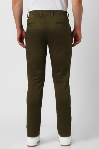 Image of Peter England Men's Super Slim Fit Stretchable Cotton Satin Casual Trousers | Office Sleek & Trendy Look