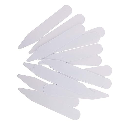 NTGS White Plastic Collar Stays Bones Reinforcements Collar Stiffeners for Men’s Shirts Formal Dress – Pack of (20)
