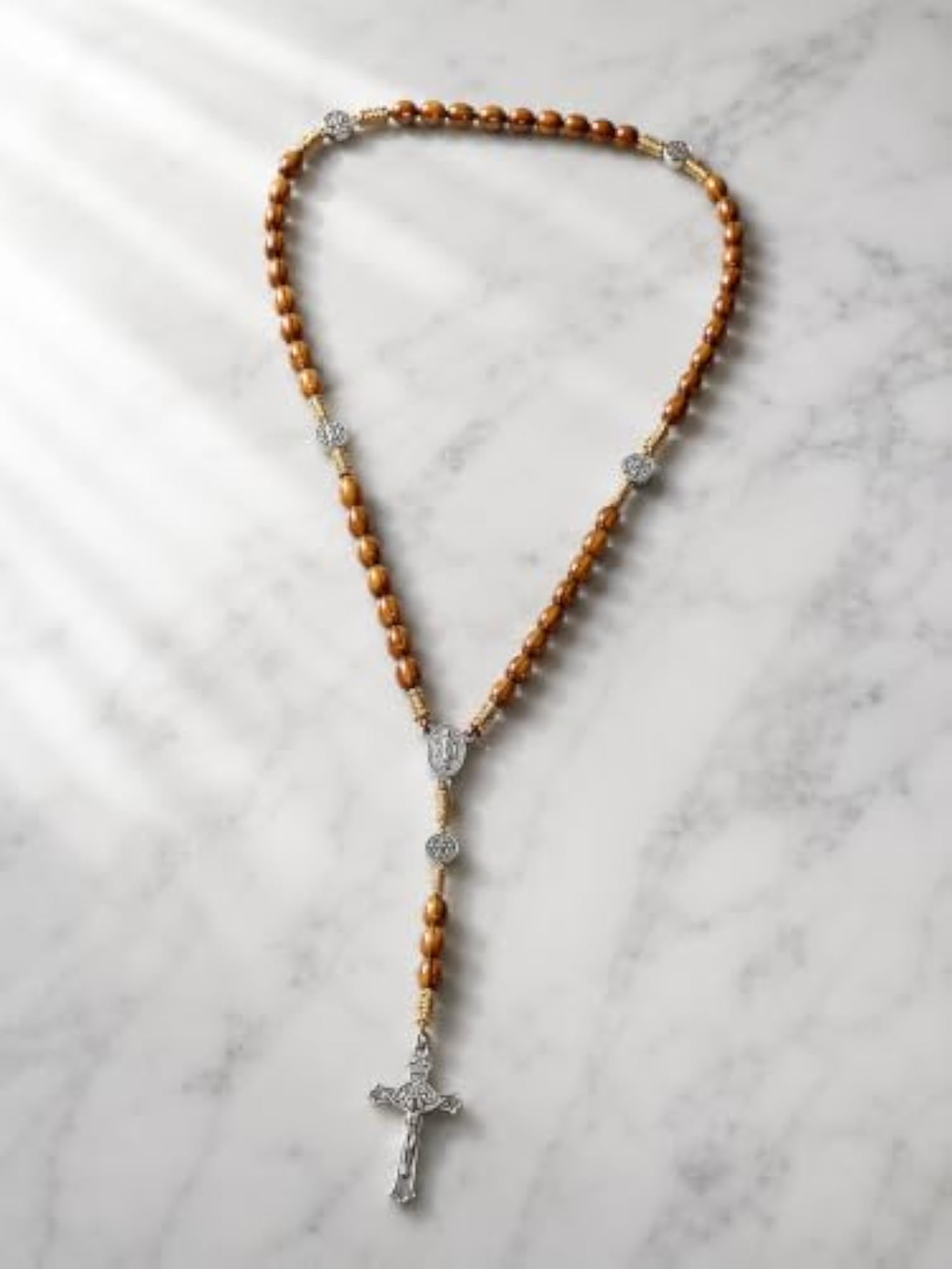 Authentic Jerusalem Olive Wood Rosary Beads for Men, Women