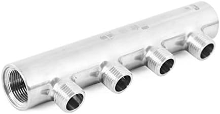 Manifold Stainless Steel G3/4" Famale Inlets 4-Way G1/2" Male Outlets Water Air Flow Pump Tubing Single-Head