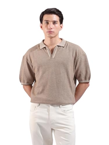 Polo en tricot plat pour homme avec une maille texturée haut de gamme