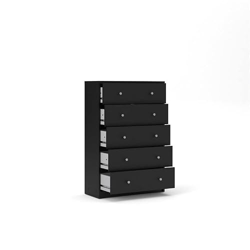 Home Square 4 Piece Bedroom Set With 6-Drawer Double Dresser, 5-Drawer Chest And Two Of 1-Drawer Nightstand In Black #TOP7