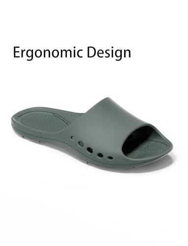 Image of KENROLL KW211 Non Slip Shower Slides, Thin Flat EVA Slippers | 7 drainage holes (5 side+2 bottom), rubber anti-slip patches, lightweight, for pool beach dorm gym, unisex, barefoot feel