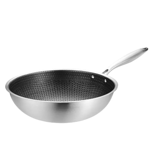 Wok profundo antiadherente de acero inoxidable para estufas a gas