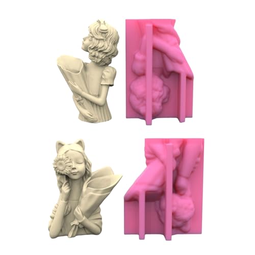 Moule silicone pot de fleur fille pot à crayons vase ciment - 7