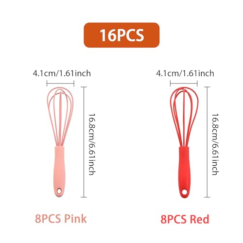 Batidor de silicona de 6 pulgadas y mango corto, pack de 16 piezas para repostería casera 3