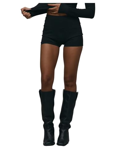QJQ Womens High Rise Booty Shorts Y2k Skinny Micro Mini Shorts Sexy Summer Hot Basci Shorts 2026 Black Small