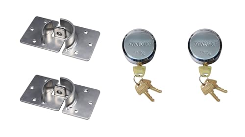 Trimax Pair of Trailer Door Hasps and Pair of Internal Shackle Door Locks | Ultimate Hasp Security | Re-Keyable | Universal Fit | THSP2C THPXL