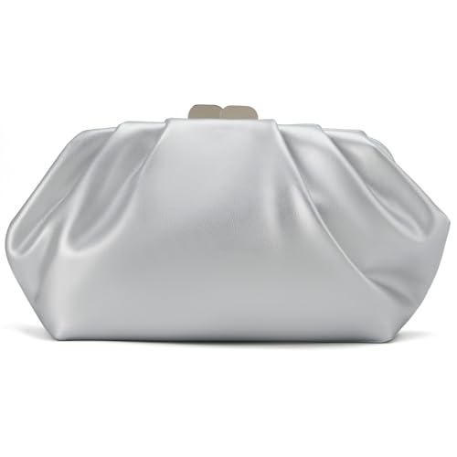 Image of Gurina Pleated PU Clutch Purse for Women Formal - Evening Bag with Detachable Chain for Weddings, Proms