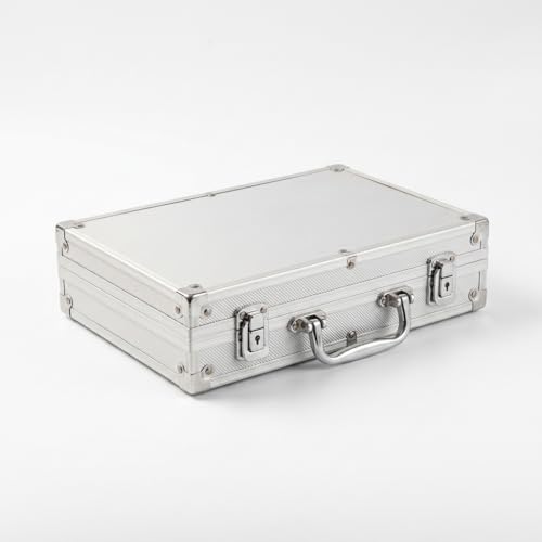 TISHITA Mallette Jetons de Jeu Aluminium Coffret Poker Étui Rangement Résistant Alliage Aluminium EVA Intérieur Organisateur Jetons Cartes Convient aux , Mallette de transport argentée pour 300 jetons