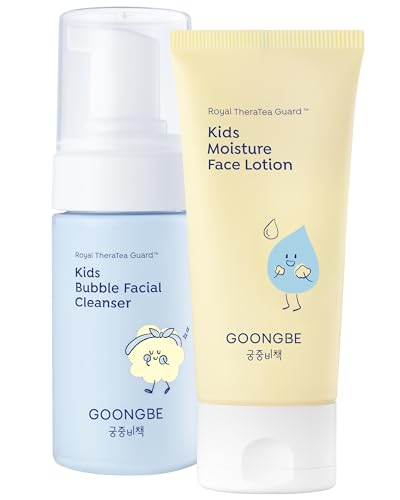 Image of GOONGBE Kids Facial Bubble Wash and Lotion- Korean Low pH Face Cleanser & Moisturizer with Cica & Panthenol - Allergen-Free Formula 3.38 fl.oz. & 2.7 oz.