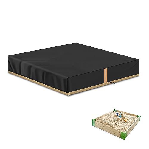 VANSHEIM Sandkastenabdeckung Wasserdicht Sandkasten Abdeckung Sandkasten Hülle Sandabdeckung Poolabdeckung mit Kordelzug und Elastikband Winddicht Anti UV 420D Oxford Gewebe 125x125x20cm