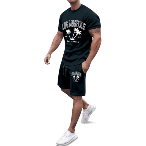 Ensemble de sport d'été homme vêtement ample noir grande taille XXXXXL avec imprimé