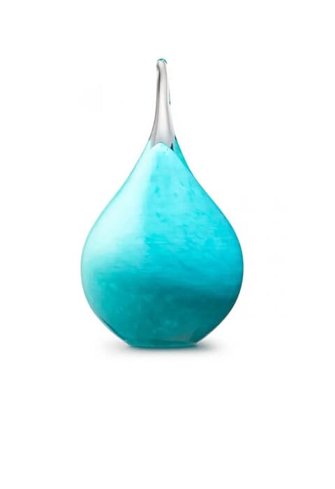 Mini-urne en Verre Cristal Memorie Turquoise Goutte Faite Main