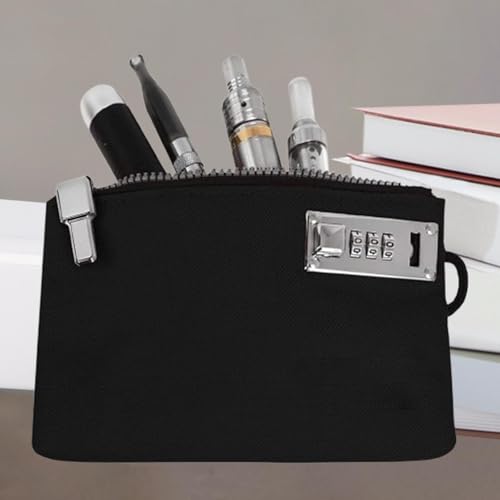 Lockable Money Purse Card Holder with Combination Lock, Portable Mens Wallet Compact Locking Bank Bag Money Pouch for Phones Keys 8.11x5.24x0.79inch- Black2