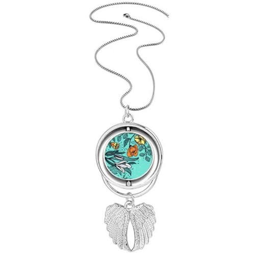 Collier pendentif ailes d'ange et camélia en art moderne pour femme