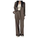 newrong Terno Calças Terno Jaqueta Feminina Slim Casual, Camelo, XXG