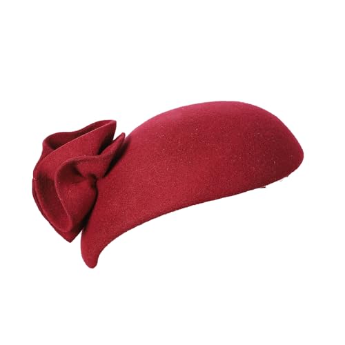 Image of Flower Womens Dress Fascinator Wool Felt Fedora French Pillbox Hat Party Wedding Teardrop Beret