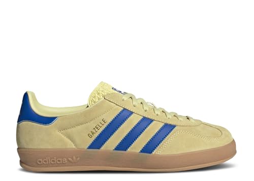 Image of adidas Gazelle Indoor Men Shoe, Powder Yellow /Royal Blue /Cloud White, Size 12